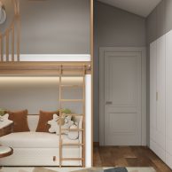 Дизайн интерьера детская двухъярусная кровать частного дома