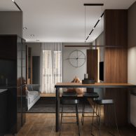 Дизайн интерьера гостиная-кухня частного дома